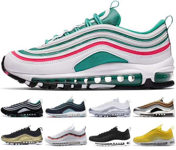 

97s running shoes men women trainer triple black white reflective south beach indigo storm undefeated sport sneaker 36-45
