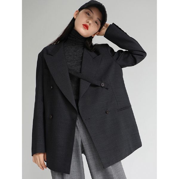 

getspring women jacket blazer women suit coat patchwork irregular blazers jackets black gray asymmetry leisure long blazer, White;black