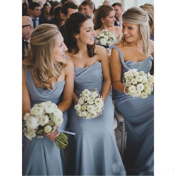 

elegant chiffon long bridesmaids dresses one shoulder mermaid floor length maid of honor gowns country style vestido para madrinha, White;pink