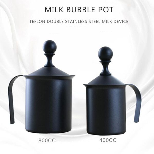 

double layers stainless steel manual milk frother coffee foam mesh creamer