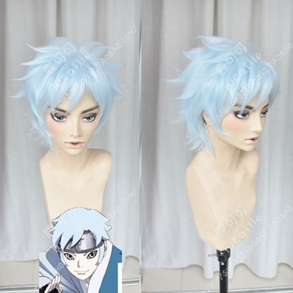 

boruto: naruto the movie mitsuki silver blue blue cosplay hair wig, Black