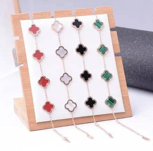 

fashion women design charm lucky clover bracelet rose gold titanium steel hand jewelry gift four colors, Golden;silver