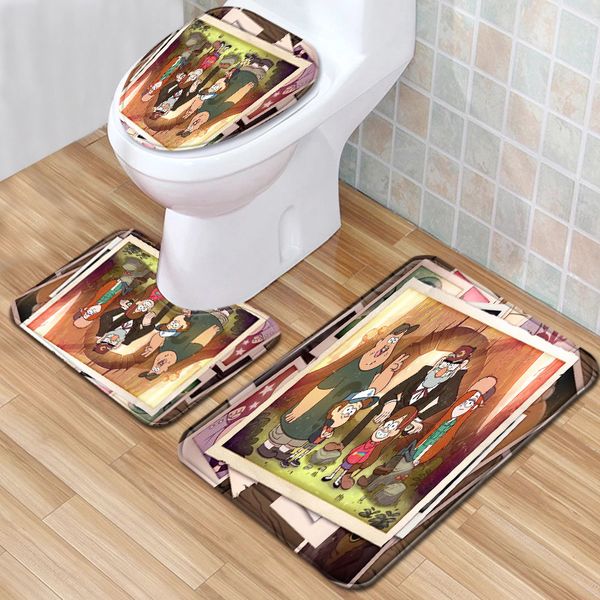 

134cartoon animation bathroom floor mat three piece toilet carpet toilet mat set doormat bathroom antiskid mat available