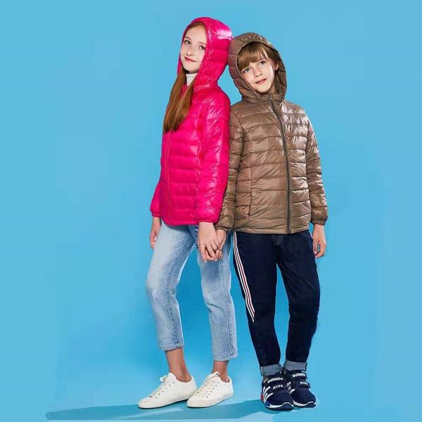 

90 white duck down jacket for children short boys' and girls' children's winter children's wear for middle and large chi, Blue;gray