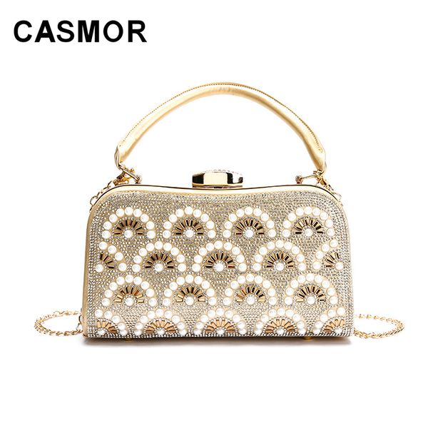 

casmor luxury handbags 2019 fashion pearl diamonds flap bag women party dinner shoulder bags wild chain messenger bag