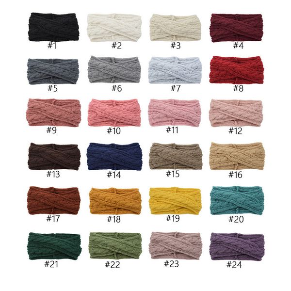 

dhl 24 colors knitted headbands turban crochet twist headwear winter ear warmer headwrap elastic hair band women hair accessories, Slivery;white