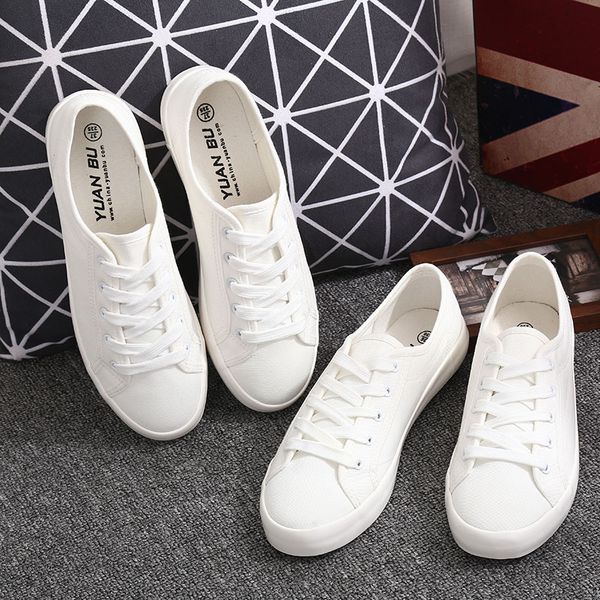 

2019 new spring and summer with white shoes women's shoes canvas leather flat white women's casual women fashion z12-03, Black