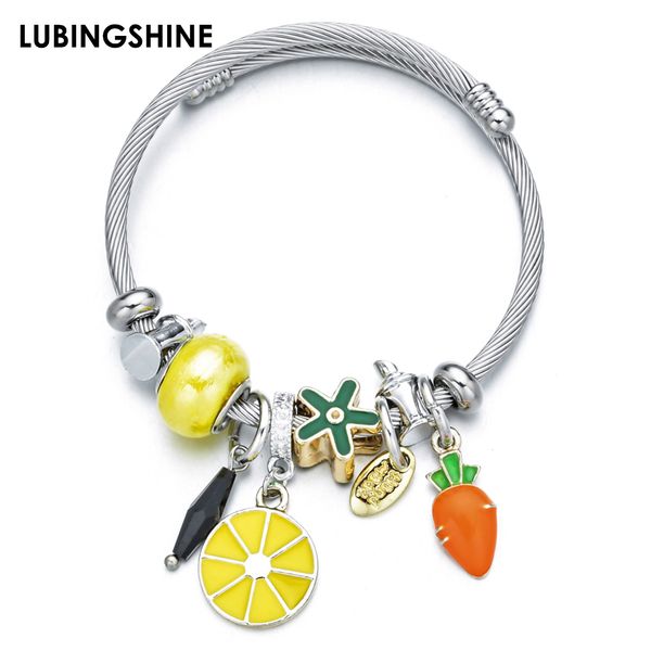 

exquisite ceramic beads stainless steel bracelet&bangle emamel flower charms bracelet for women girls adjustable cuff jewelry, Golden;silver
