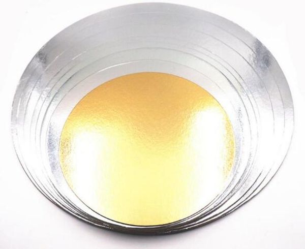 100 pcs placa de bolo de lasca de ouro redonda para apresentação de bolos decorados placas de plataforma toca de parede ferramentas de cozimento 8inch 10inch