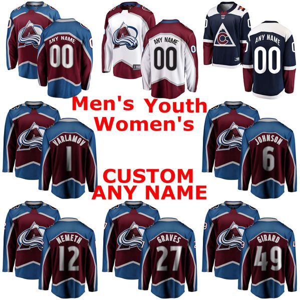 

colorado avalanche jerseys samuel girard jersey ryan graves erik johnson patrik nemeth semyon varlamov maroon ice jerseys custom stitched, Black;red