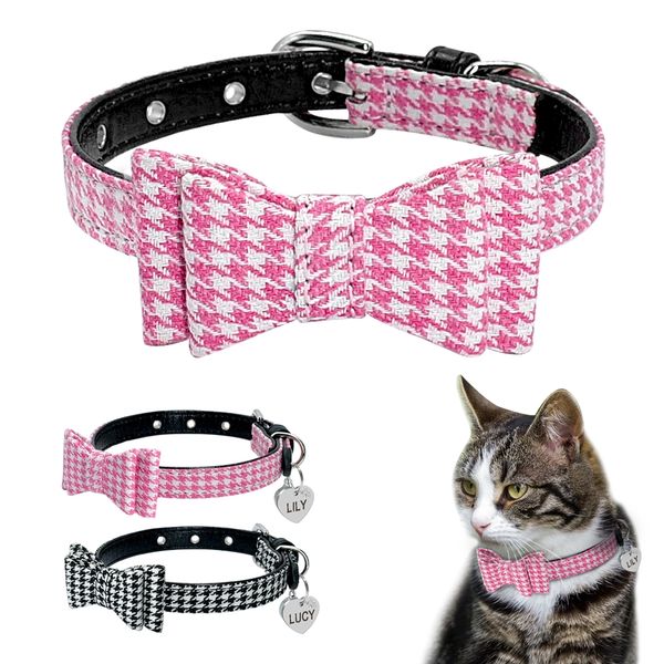 

9 styles cute puppy dog cat collar personalized engraved pet id tag collars for small cats dogs custom chihuahua collars bowknot other cat s