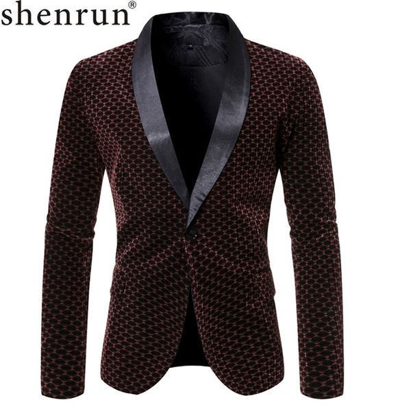 

shenrun men blazer shawl lapel tuxedo suit jacket autumn winter corduroy red coffee navy blue gray party prom night club singer, White;black