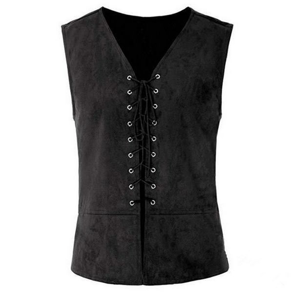 

vintage slim vest men retro belt chalecos para hombre medieval punk gilet solid stage costume soft thin gothic colete masculino, Black;white