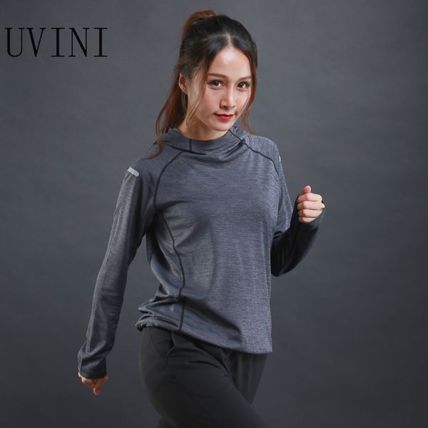 

autumn thin women running t shirts gym fitness long sleeves sweatshirts quick dry training breathable hood sports yoga clothing, Black;blue