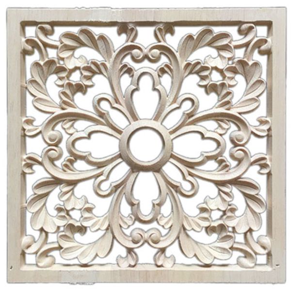 

fashion-1x rubber wood carved floral decal craft onlay applique furniture diy decor #f:20*20cm