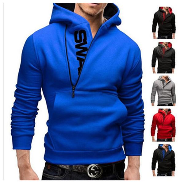 

men clothes hooded sweatshirt new clothing fanshion zipper letters sweatshirts famous brand mens hoodies pullover long sleeve hoodies, Black