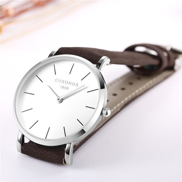 

ultra thin chronos brand ladies watch simple quartz wristwatch leather strap women's clock women watch horloge dames, Slivery;brown