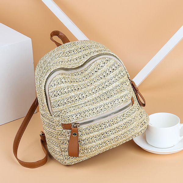 

fashion casual 2019 women's straw bag fashion woven mini shoulder bag female backpack transparent beach