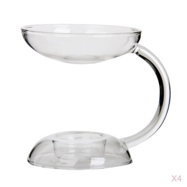 

4 pieces clear candlestick aroma oil burner warmer stove tealight candle holder decor