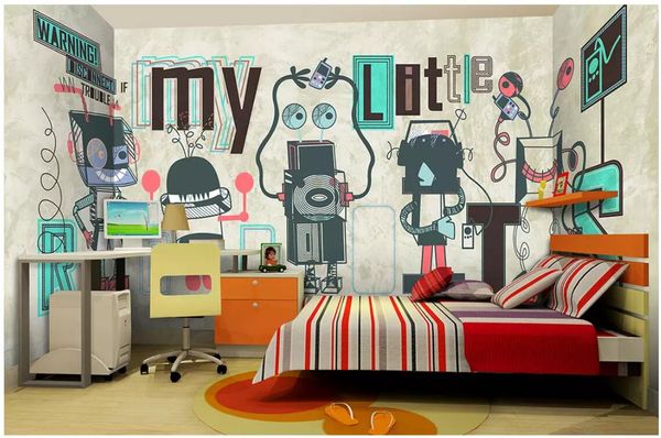 

wdbh 3d wall paper for living room custom p hand drawn comic robot background home decor 3d wall murals wallpaper for walls 3 d