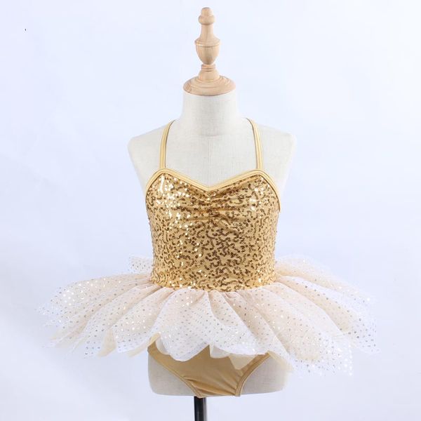 

ballet dress deep golden sequin bailarinas kids ballet dresses girls professional tutu contemporary dancewear dnv11226, Black;red