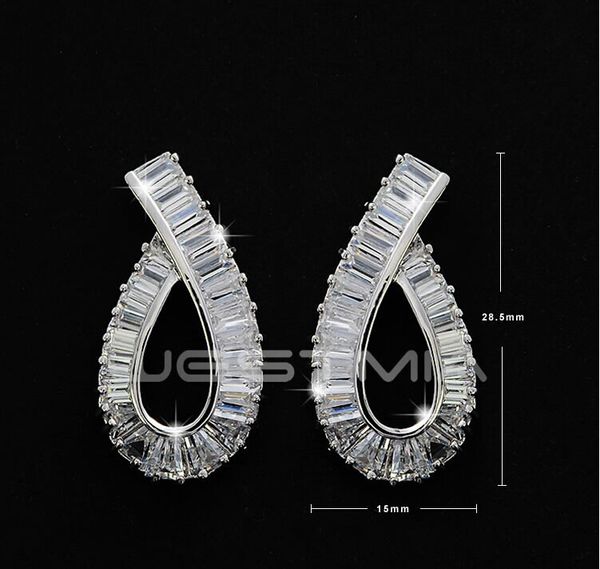 celebridade estilo marca princesa corte diamante 925 brincos de prata cheio de presente