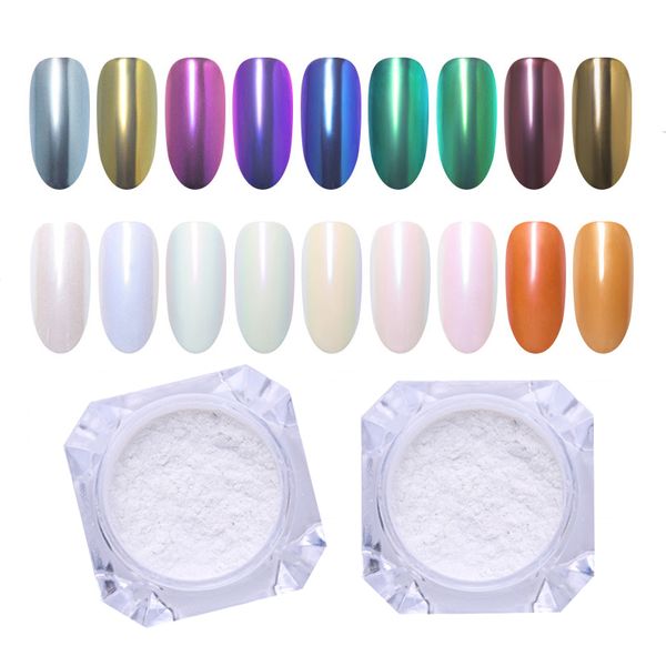 

1g mirror glitter nail chrome pigment shell dazzling diy salon micro holographic powder laser nail art decorations manicure, Silver;gold