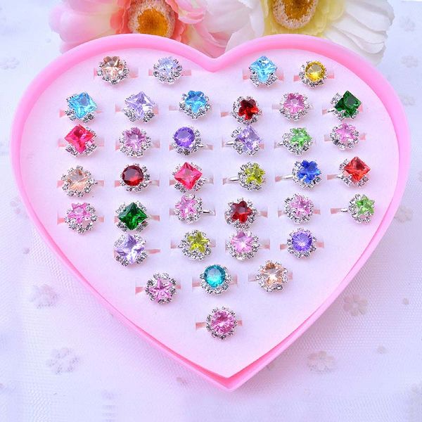 

24pc/lot glitter stone kids finger rings party favors costume birthday party gifts for guest baby supplies