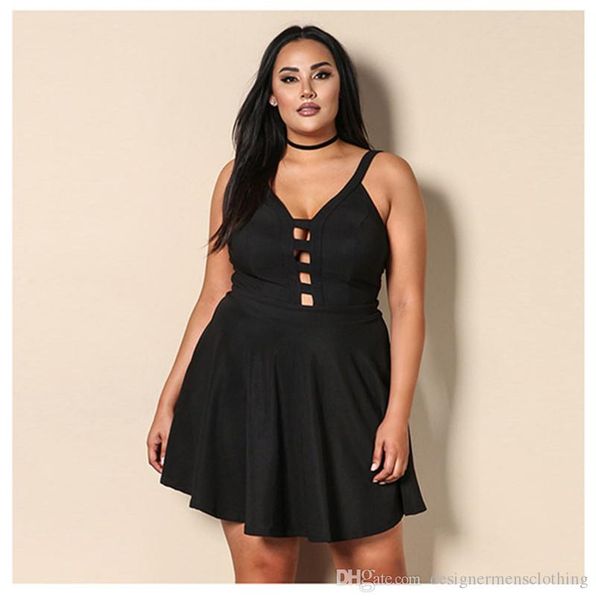 

plus size women summer dresses backless hollow out strapless sleeveless female clothing night club style casual clothing, Black;gray