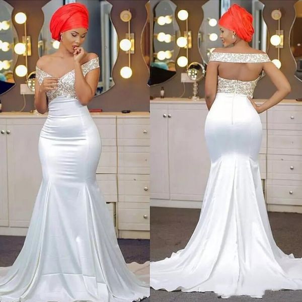 

2019 african mermaid evening dresses off the shoulder satin open back prom dress formal party gowns, Black;red