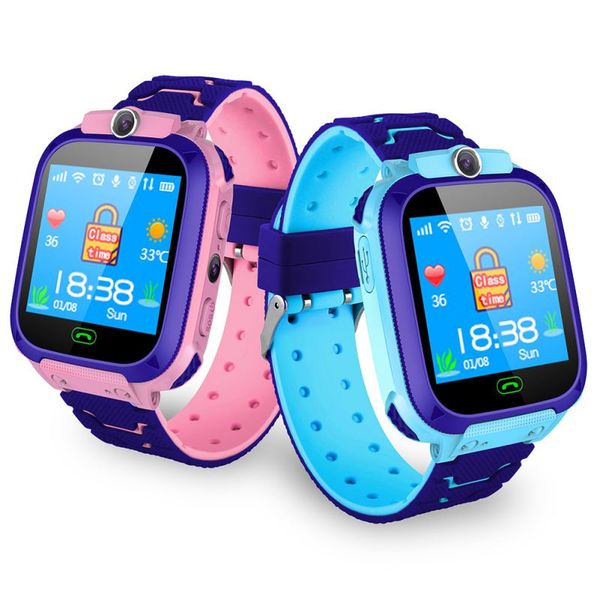 

children smart waterproof watch anti-lost kid wristwatch with gps positioning and sos function for android and ios, Blue