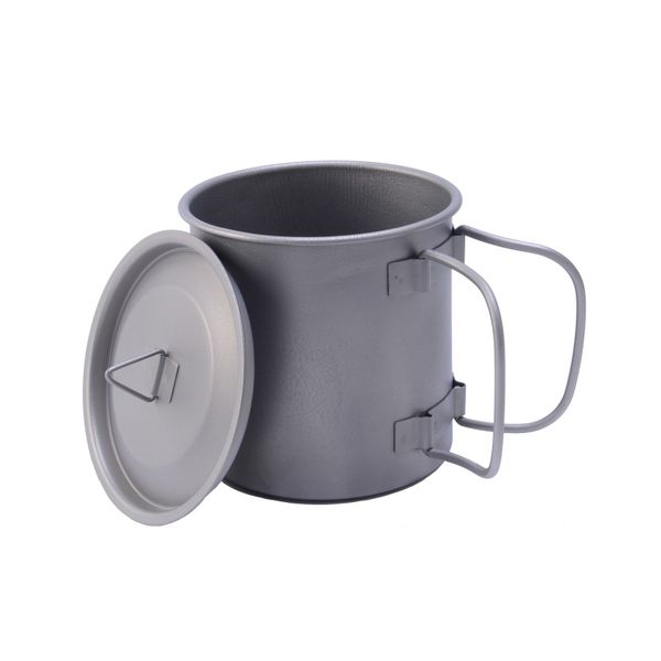 

400ml titanium pot titanium water mug cup with lid and foldable handle outdoor camping pot cooking pots picnic outdoor tool