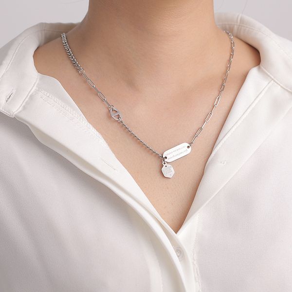 

fashion stainless steel necklace female short hip-hop clavicle chain sale, Silver