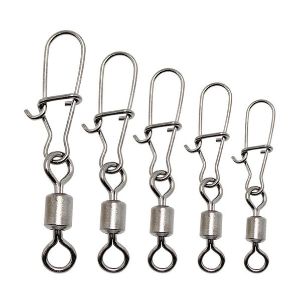 

yuewins 50pcs/lot fishing connector barrel swivels rolling swivels with snap fishhook carp fishing accessories pesca qa1132