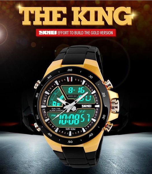 

skmei моды для мужчин спортивные часы 5bar водонепроницаемый дизайн бег открытый наручные часы двойной таймер будильник relogio masculi, Slivery;brown