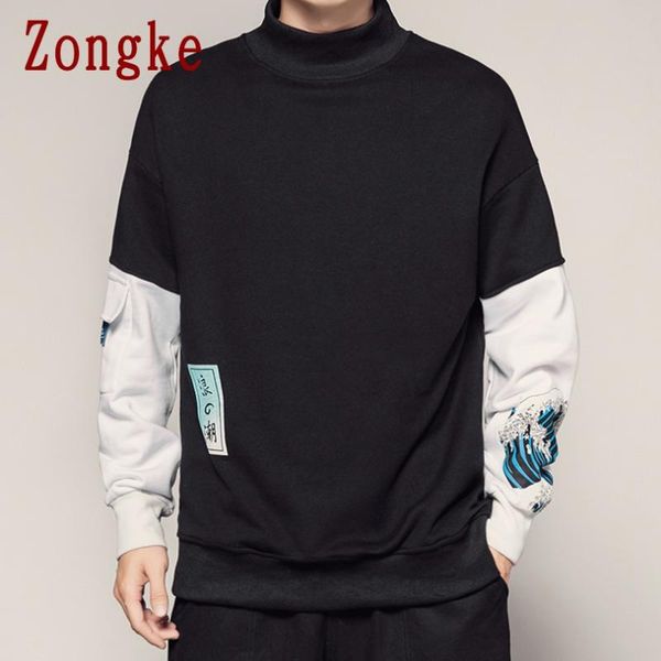 

zongke japan style wave hoodie men japanese streetwear mens hoodies hip hop hoody sweatshirt men hoodies sweatshirts xxxl 2019, Black