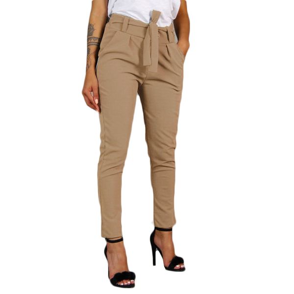 

autumn spring winter women harem pants high waist pockets trousers bandage elastic waist stripe casual pants pantalon femme g10, Black;white