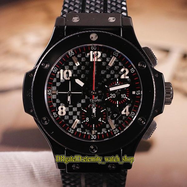 

version 44mm 131 eta a7750 chronograph automatic movement black dial mens watch ceramic case rubber strap sport watches big 301 55 11, Slivery;brown