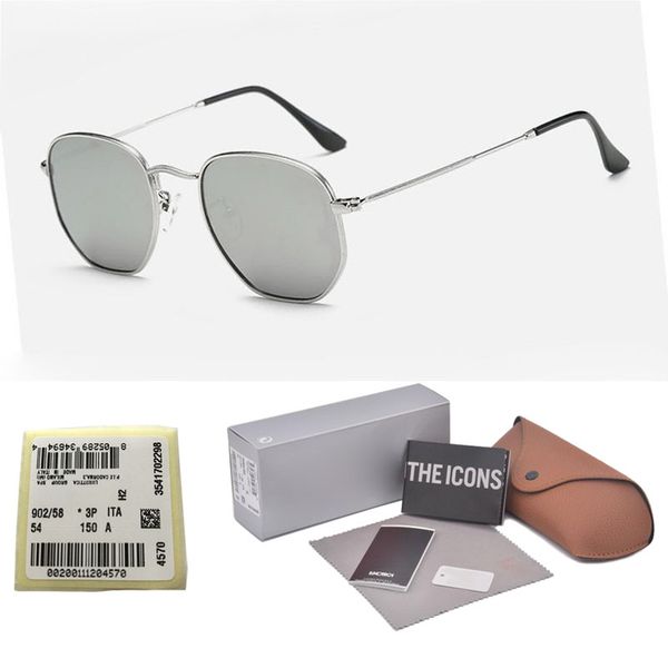 

Top quality Hexagonal Brand Sunglasses Men Women Vintage Hexagon sun Glasses uv400 glass Lens Steampunk Goggles with Retail box and label