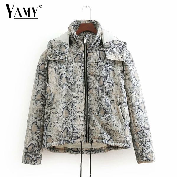 

animal snake skin print winter jacket women padded coat parkas jaqueta feminina korean women chaqueta mujer, Tan;black