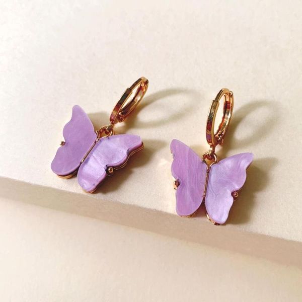 

new fashion women butterfly stud earrings animal sweet colorful acrylic earrings 2020 statement girls party jewelry brincos, Golden;silver