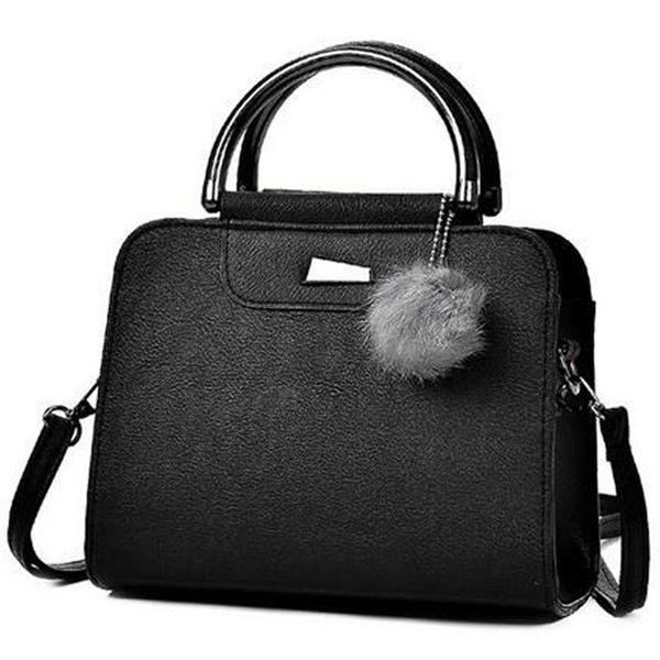 

hair ball ornament handbag fashion solid color shoulder bag