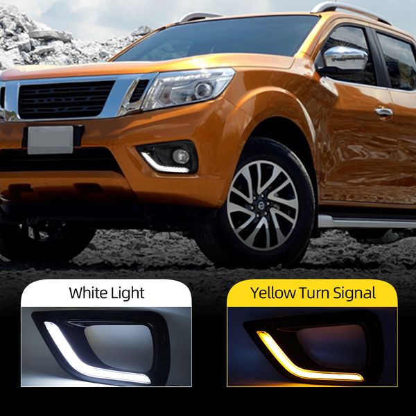 

2pcs car light for nissan navara np300 2015 2016 2017 2018 led daytime running light drl with yellow signal