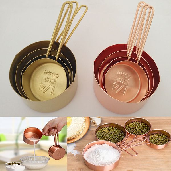 

2017 новый медь из нержавеющей стали измерительные чашки 4 шт. набор кухонных инструментов изготовление тортов и выпечки манометры измерител