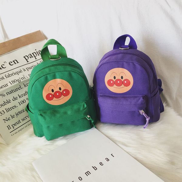 

canvas children backpack fashion simple small shoulder knapsack belt leash schoolbag cute printed bag