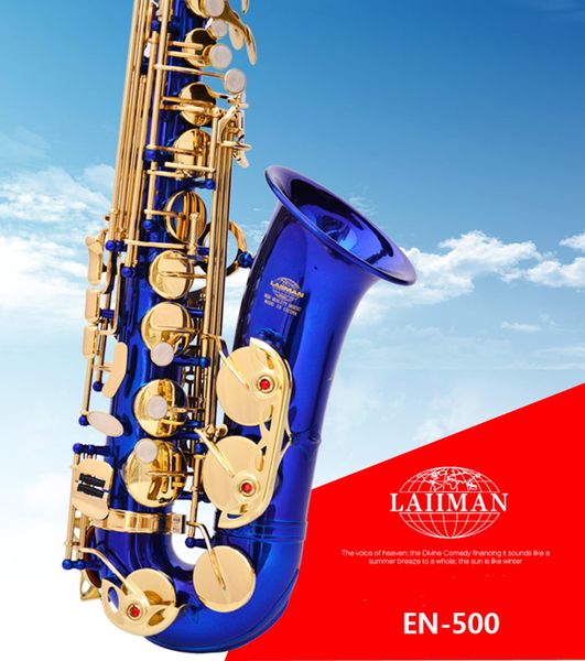 Тайвань LAIIMAN E плоского саксофон музыкальных инструменты Sky Blue краска goldplayed супер профессиональный класс Бесплатной доставки