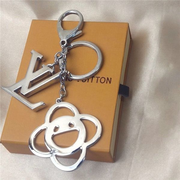 

delicate circular letter luxury key chain multiple pendant bag charm fashion key chain, Silver
