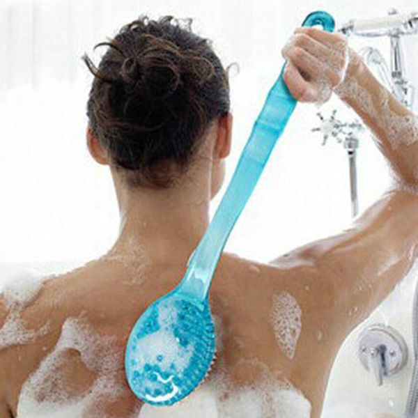 Escova traseira de cabo longo, esponja de banho para corpo, banho, esfoliante, massagem de pele, esfoliação, conjunto de acessórios de banheiro