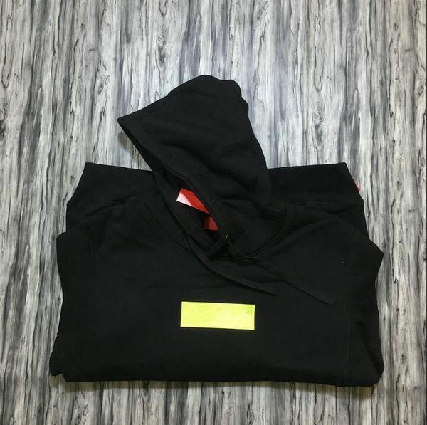 

горячая распродажа черный флис бренд коробка логотип балахон мода письмо вышивка пуловер хлопок с капюшоном кофты, Black