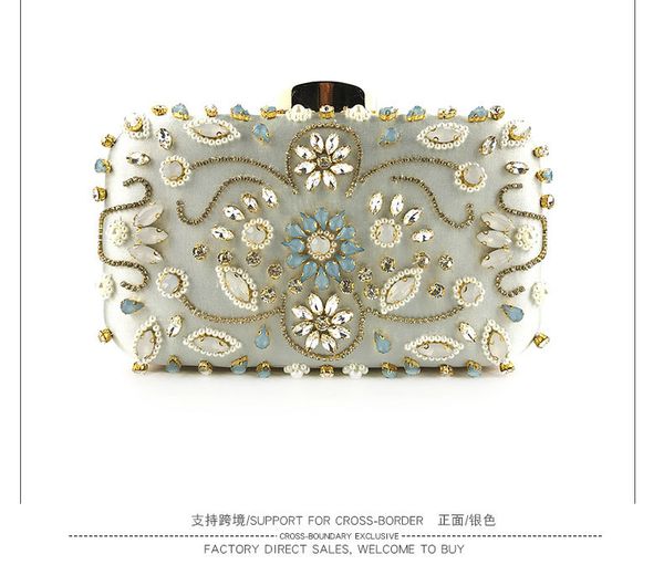 

2020 new fashionable handmade pearl embroidered bag for women's dinner party bag with multicolored dress party
